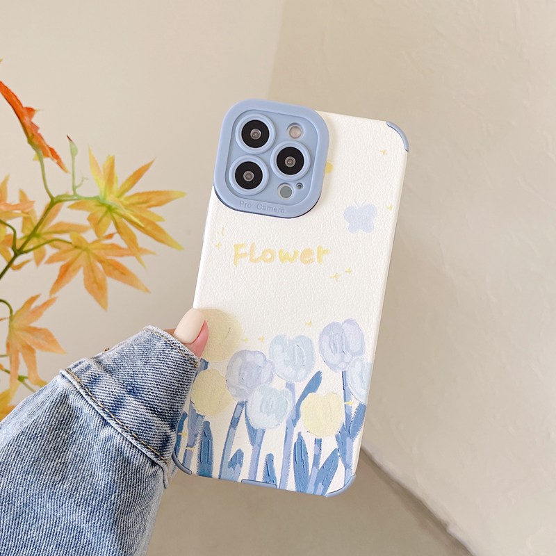 Blue Tulip Girl Soft Case OPPO A3S A31 F11 A5 A9 A53 A33 A9 A7 A5S A12 A11K A52 A92 K3 K5 Reno 3 2F 5 6 A83 F9 Realme XT VIVO Y93 Y91C Y50 Y20 Y12s Y11 Y12i Y15 Y17 Y30i V5 Y83 V9 S1 Z1 V15 Redmi Note 8 10 Pro 9T iPhone 6 7 8 Plus XS XR 11 12 13 Pro Max