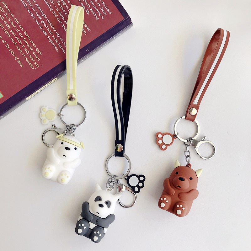 Móc khoá nhựa anh em gấu Chúng tôi là gấu bare bear cosplay đeo tai cún chó con