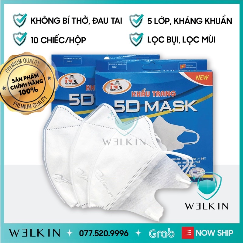 |Chính Hãng |  Hộp khẩu trang 5D mask Nam Anh 3 lớp 10 cái