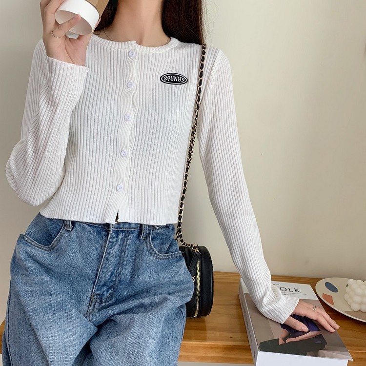 Xiaozhainv Áo cardigan cổ tròn tay dài họa tiết thêu phong cách Hàn Quốc | BigBuy360 - bigbuy360.vn