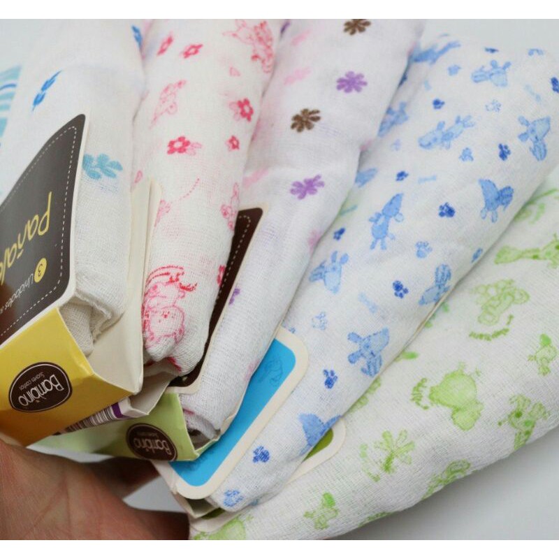 Set 3 khăn xô hoạ tiết sợi tre cho bé