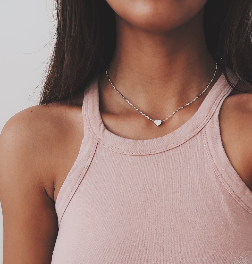 Peach Heart Clavicle Necklace