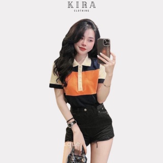 Áo polo nữ áo thun polo phối cam cao cấp