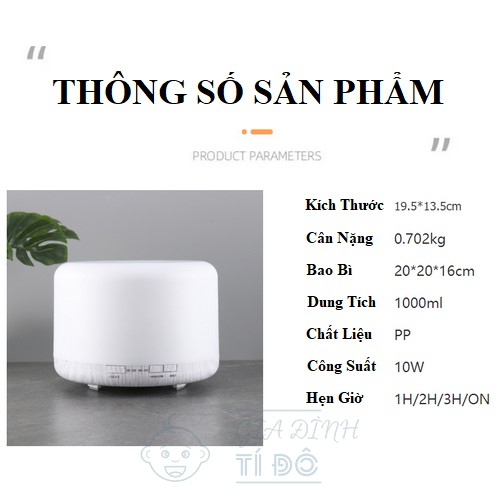 Máy Xông Tinh Dầu Dung Tích 1 Lít Có Điều Khiển Từ Xa Và Đèn Led Phòng Ngủ Phù Hợp Với Không Gian Lớn