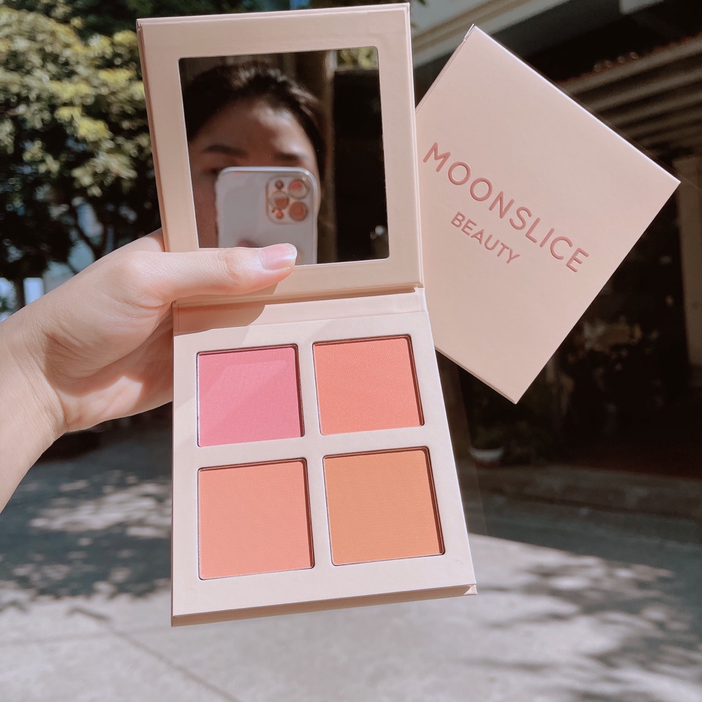 Bảng phấn má hồng MoonSlice Beauty Blushing Moon 4 ô tone hồng, cam siêu xinh [Chính Hãng]