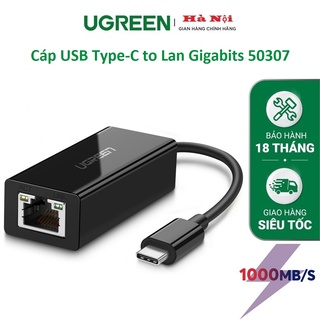 Cáp chuyển usb typec usb-c sang lan tốc độ 1gbs , đen, ugreen0/100/1000 mã 50307