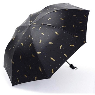 Ô dù che mưa nắng họa tiết lông vũ đẹp như phim Hàn Quốc - giao màu ngẫu nhiên