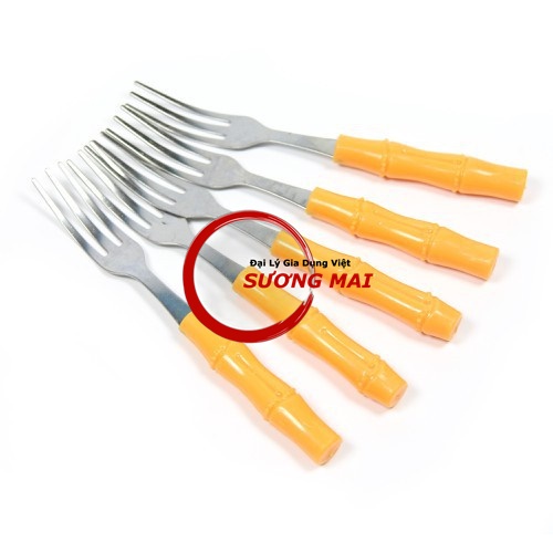Bộ 10 Nĩa Trái Cây Inox Cán Nhựa Nĩa Nhỏ
