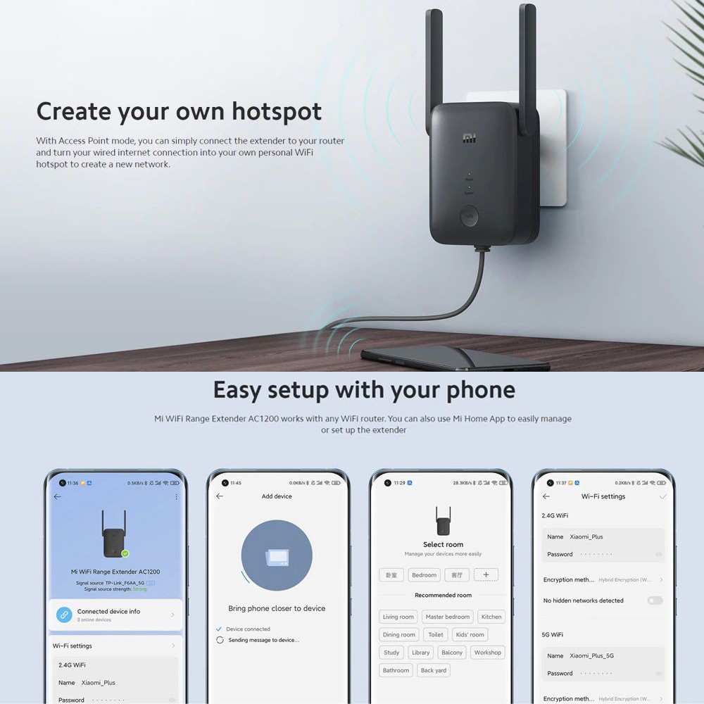 Thiết bị mở rộng WiFi Xiaomi MI AC1200 RA75 5Ghz phiên bản mới | BigBuy360 - bigbuy360.vn