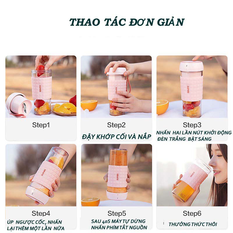 Máy xay sinh tố cầm tay đa năng- sạc pin cổng USB Supor JC310 300ml chính hãng bảo hành 12 tháng