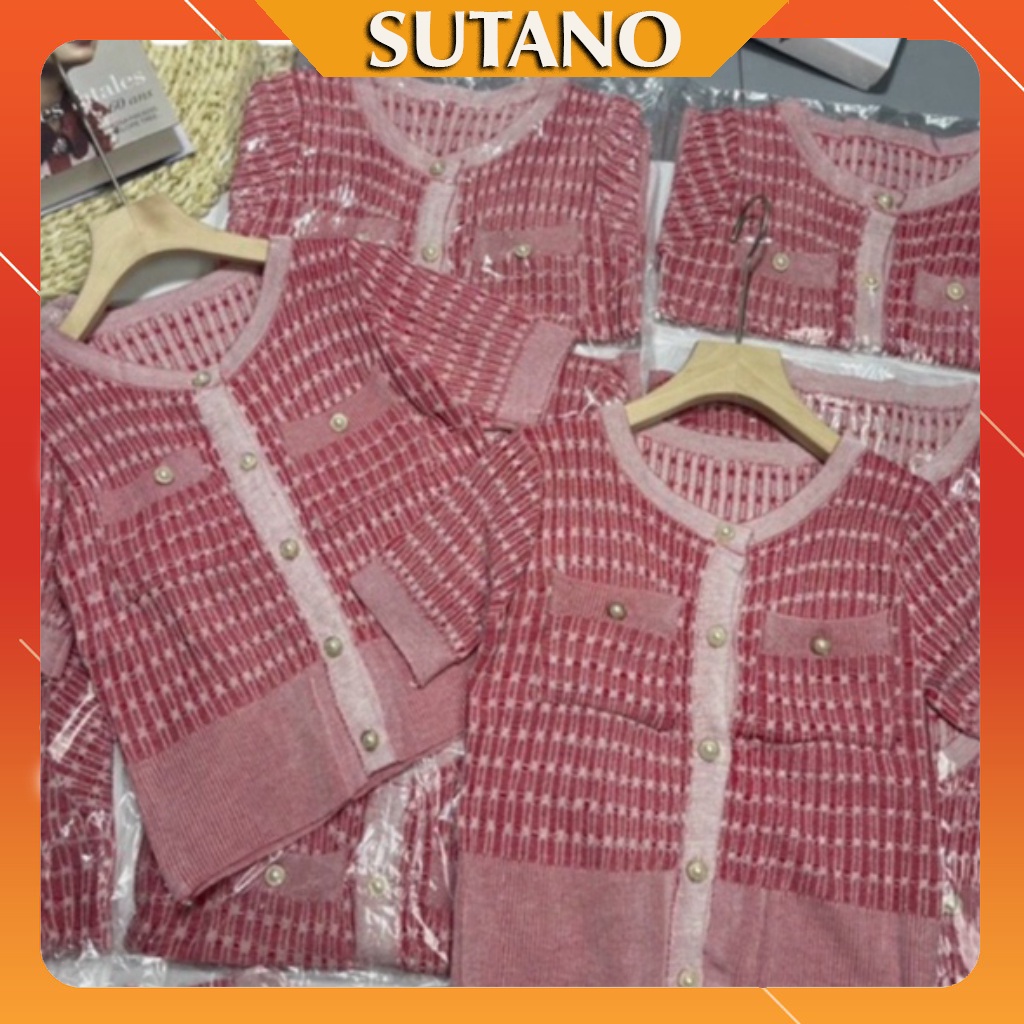 Áo Cadigan Nữ, Áo Dệt Kim Ngắn Tay Len Mỏng Màu Hồng Siêu Sang Chảnh A448 SUTANO | BigBuy360 - bigbuy360.vn