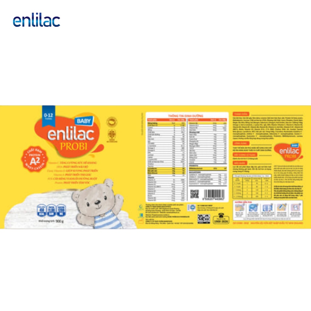 Sữa Cho Trẻ Sơ Sinh Giúp Ăn Ngon, Tiêu Hoá Tốt, Tăng Cường Hệ Miễn Dịch ENLILAC Probi Protein A2 Baby 400g-900g/Hộp