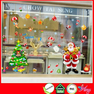 Decal dán kính Noel size lớn [FREESHIP] trang trí ông già noel mùa giáng sinh 2022 - decal amyshop