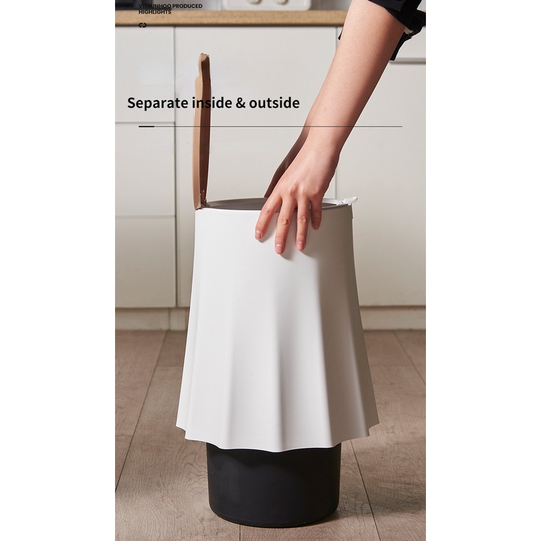 Thùng Đựng Rác 12L Bằng Nhựa PP Họa Tiết Vân Gỗ Độc Đáo Trang Trí Nhà Cửa