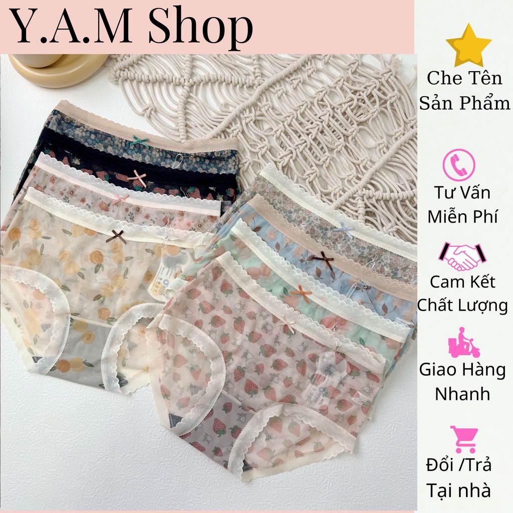 Quần lót nữ thông hơi, thoáng khí phối ren ( Set 5C) đẹp nhẹ nhàng (size 40 - 55kg)- Đồ Lót nữ cao cấp- Yam_shop