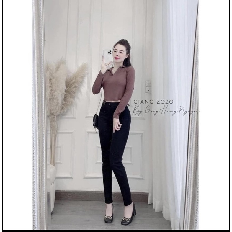 Quần bò ôm giãn 1 khuy gắn mác chữ ms115