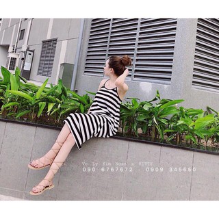 VÁY MAXI YẾM KẺ ĐAN DÂY LƯNG