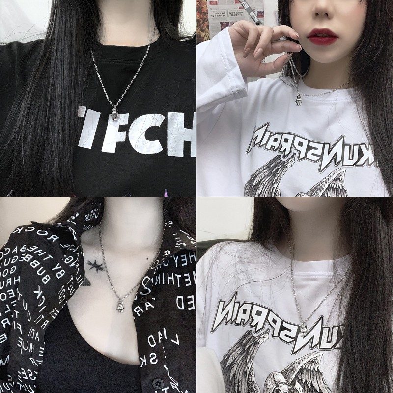 【YUKV】Vòng Cổ 3 lớp Hợp Kim Phong Cách Hip Hop Cá Tính Cho Phái Nữ