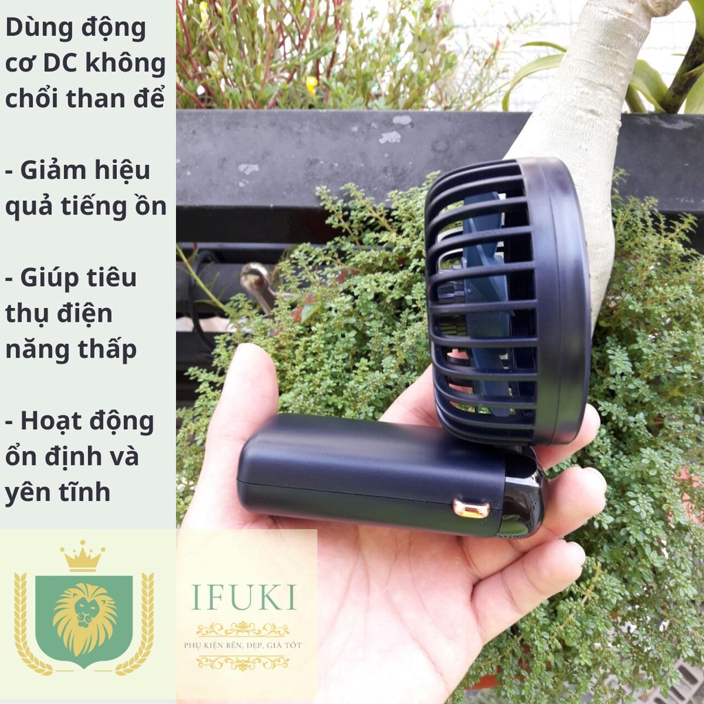 Quạt mini để bàn , tích điện , quạt cầm tay và đeo cổ kiêm giá đỡ để điện thoại