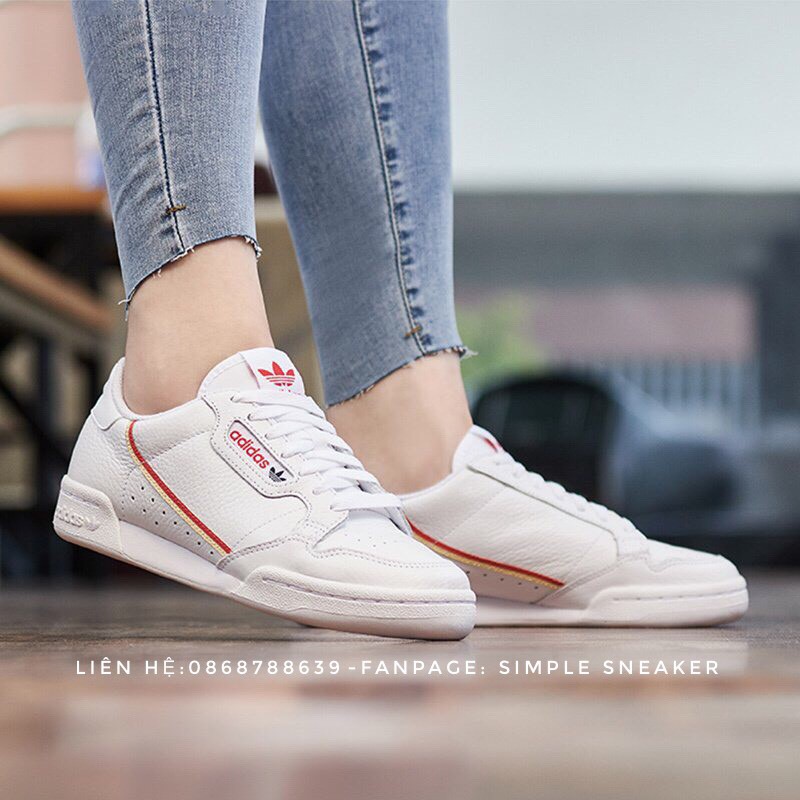 Giày Adidas Nữ Chính Hãng FREESHIP Adidas Continental 80s White Red Gold - Giày Nữ Adidas Chuẩn Auth - Simple Sneaker