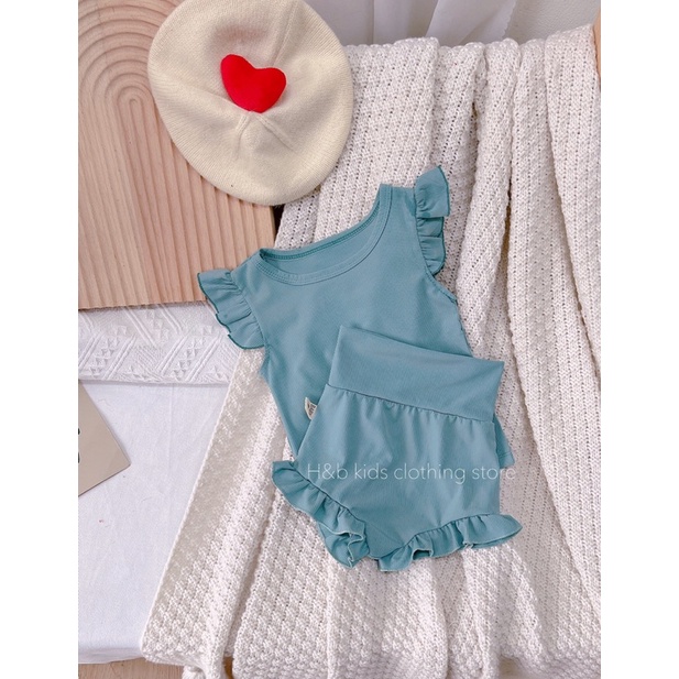 Set Bộ Cotton Tăm 3 Lỗ Tay Bèo Cho Bé Gái Size 8-20kg