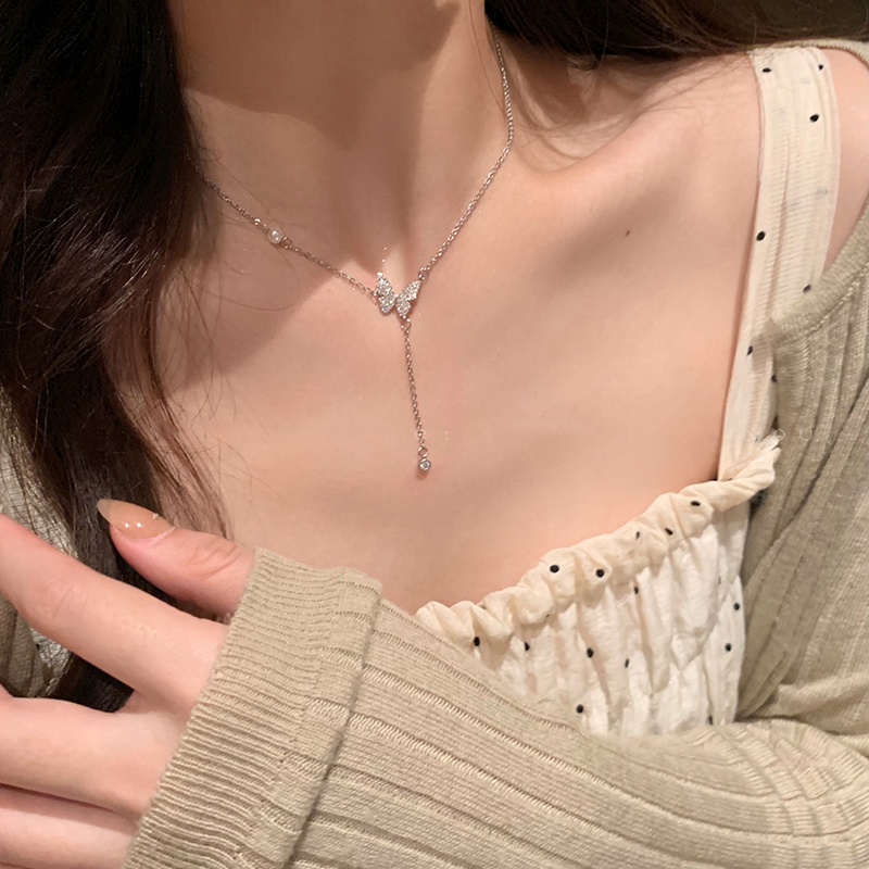 Dây chuyền DODDER mặt hình bươm bướm màu bạc thời trang dành cho nữ