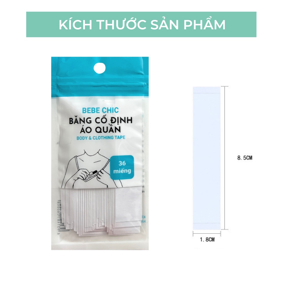 36 băng dính cố định quần áo BEBE CHIC - Miếng dán chống lộ, hở ngực, vai áo unisex