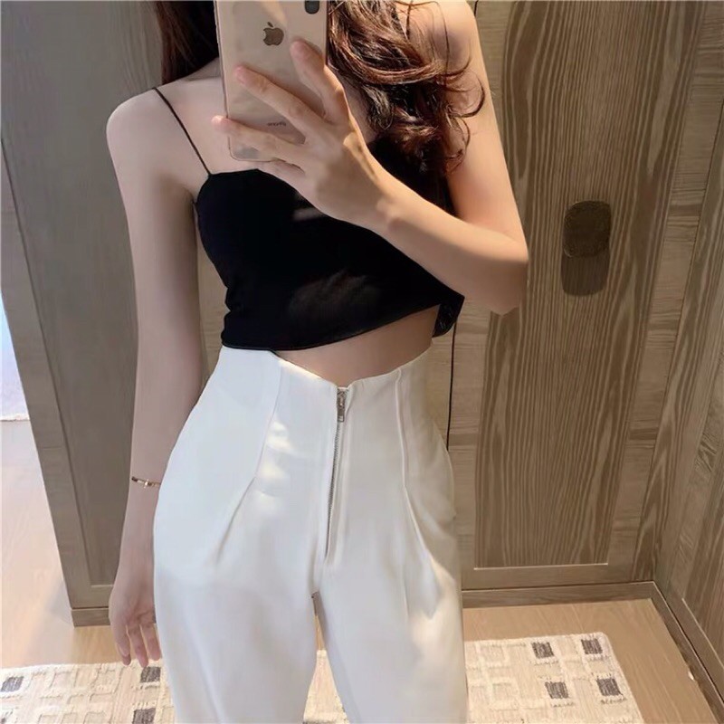 Quần vải ống suông chất tuyết mây dáng rộng bó éo, quần tây ống xuông nữ phong các Hàn Quốc | BigBuy360 - bigbuy360.vn