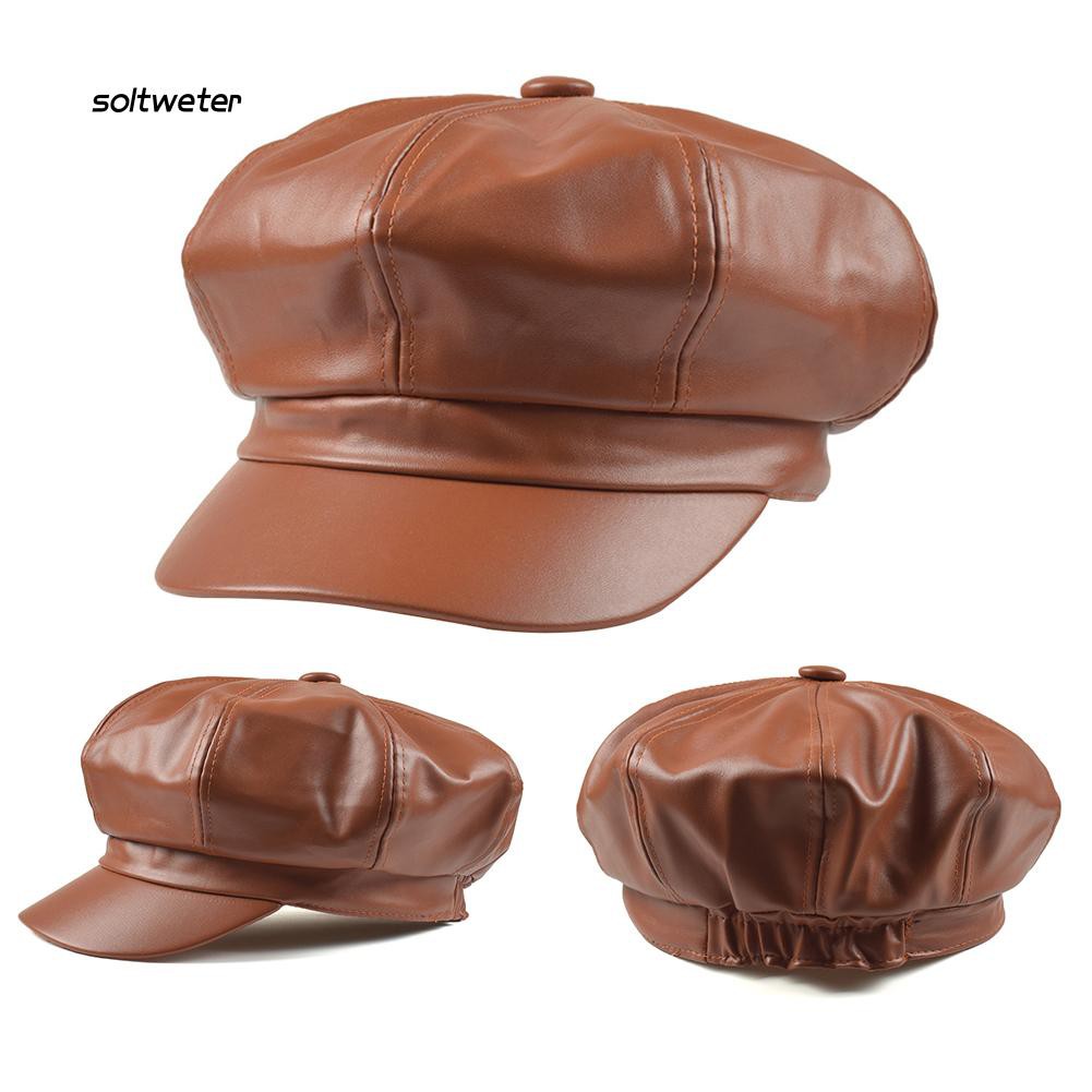 Nón beret giả da phong cách cổ điển thanh lịch dành cho nữ