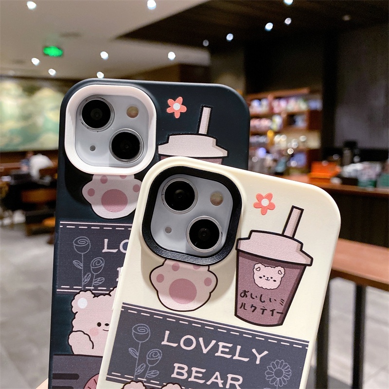 Ốp Điện Thoại Silicon Dẻo Chống Va Chạm Hình Gấu Trà Sữa 3 Trong 1 IPHONE 13 13PRO 13 PRO MAX 12 12PRO 12PROMAX 11PRO 11PROMAX X XS XR XSMAX