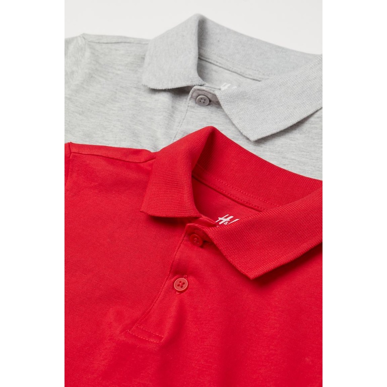 Set 2 áo polo xám đỏ HM H&amp;M_hàng chính hãng authentic