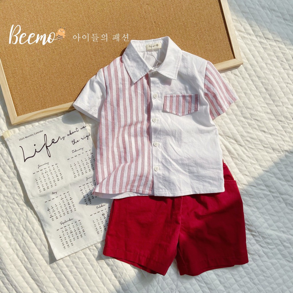 Quần áo trẻ em Beemo - Chất liệu thô lụa phối linen thoáng mát, quần kaki mềm bé thoải mái vận động B063