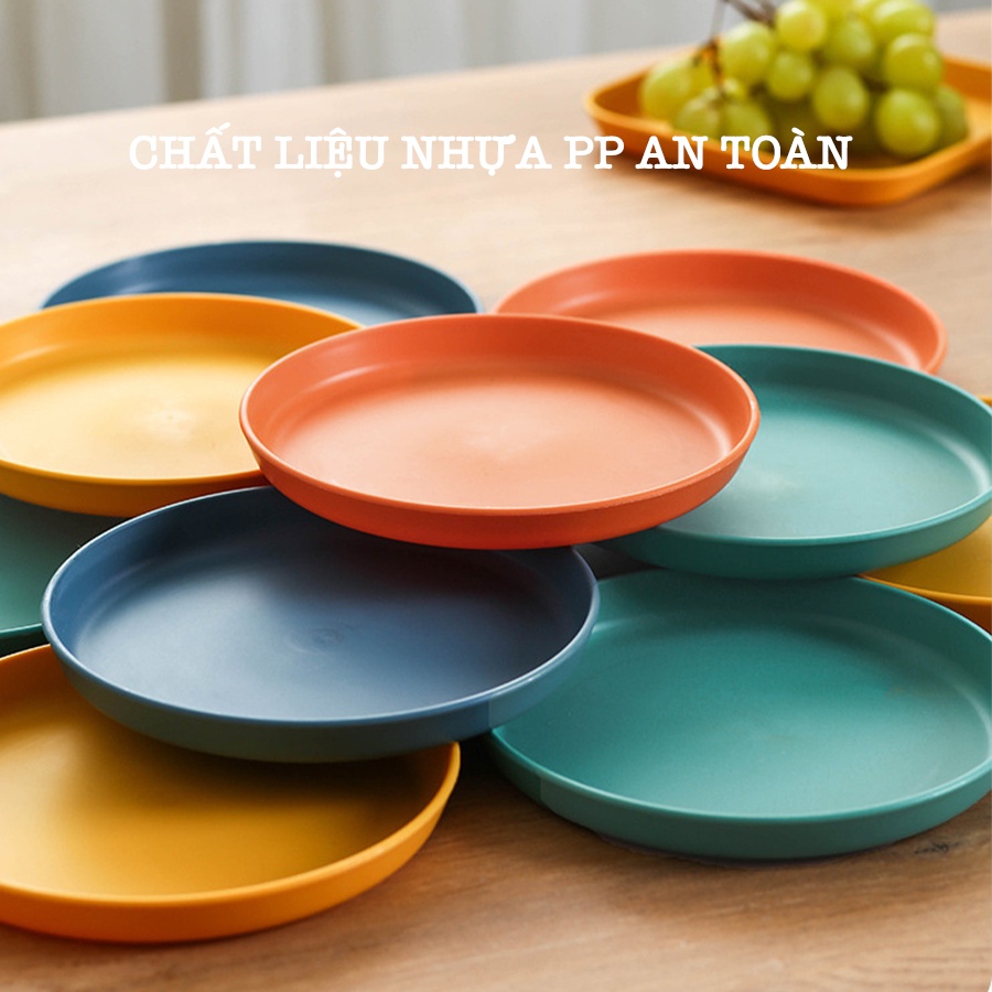 Đĩa Nhựa Decor Nhiều Màu , Đĩa Nhựa Đựng Đồ An Toàn Kèm Khay Đựng Đĩa Z015
