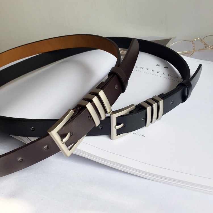 Thắt Lưng Nam Cao Cấp Mecy Belt Phong Cách Hàn Quốc SAZ Màu Đen Đẹp - Dây Lưng Da PU Nam Mặt Kim Loại Cá Tính