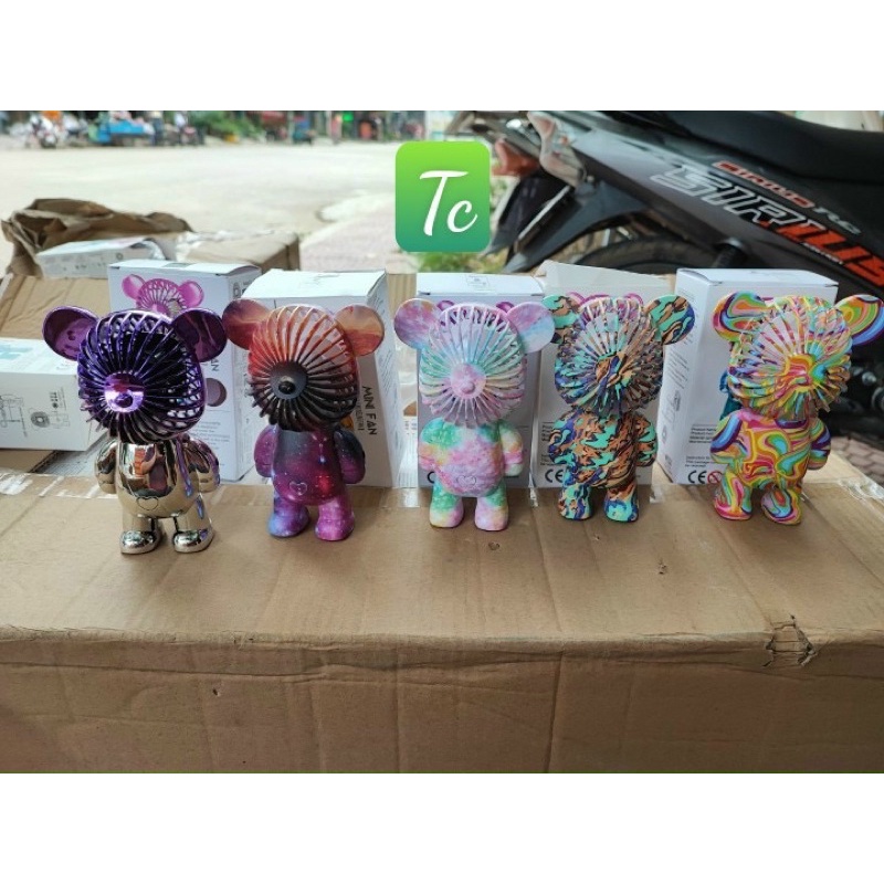 Quạt hình gấu có sạc USB cầm tay mini ba tốc độ nhiều màu sắc cho trẻ em/ nữ / văn phòng / du lịch ngoài trời