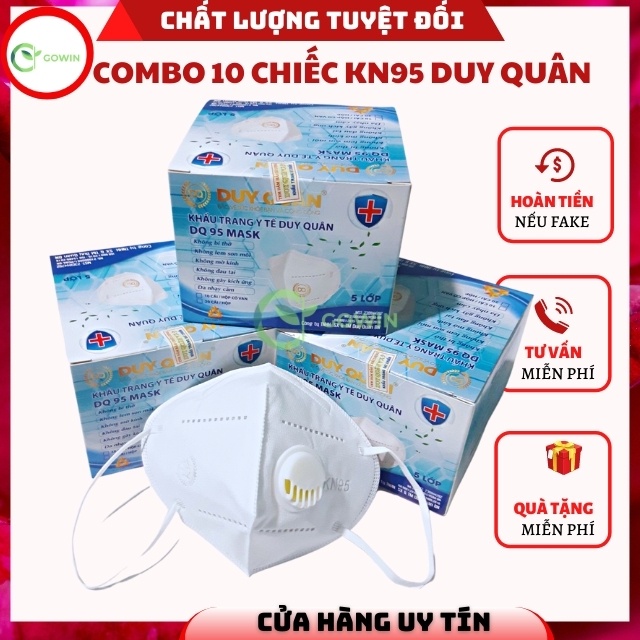 [Combo 10C] Khẩu Trang KN95 N95 DQ95 Mask Có Van Lọc Duy Quân Xuân Lai 5 Lớp Chống Bụi Mịn PM2.5 Mũi Kẹp Chắc Chắn