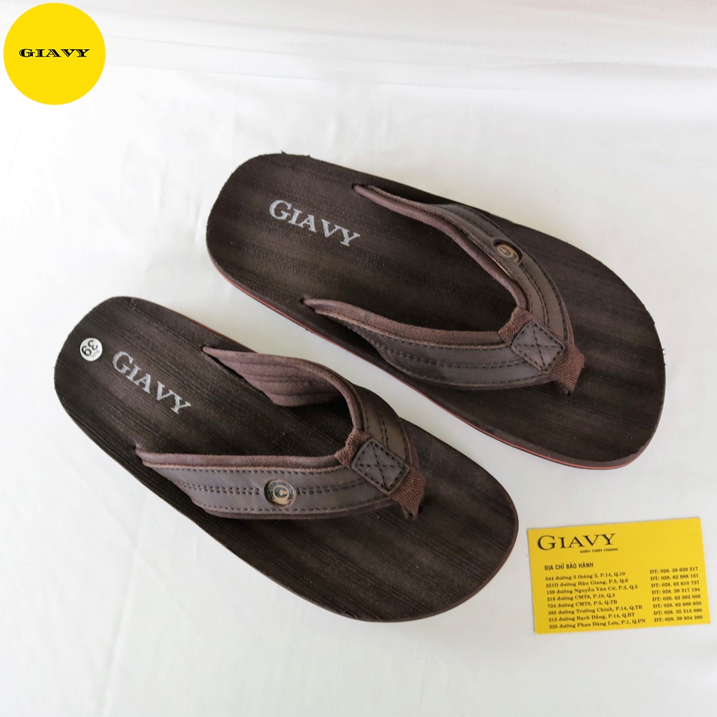 Dép xốp nam quai kẹp, quai da phối vải, chất xốp mềm, êm chân DXQ28- GIÀY GIAVY