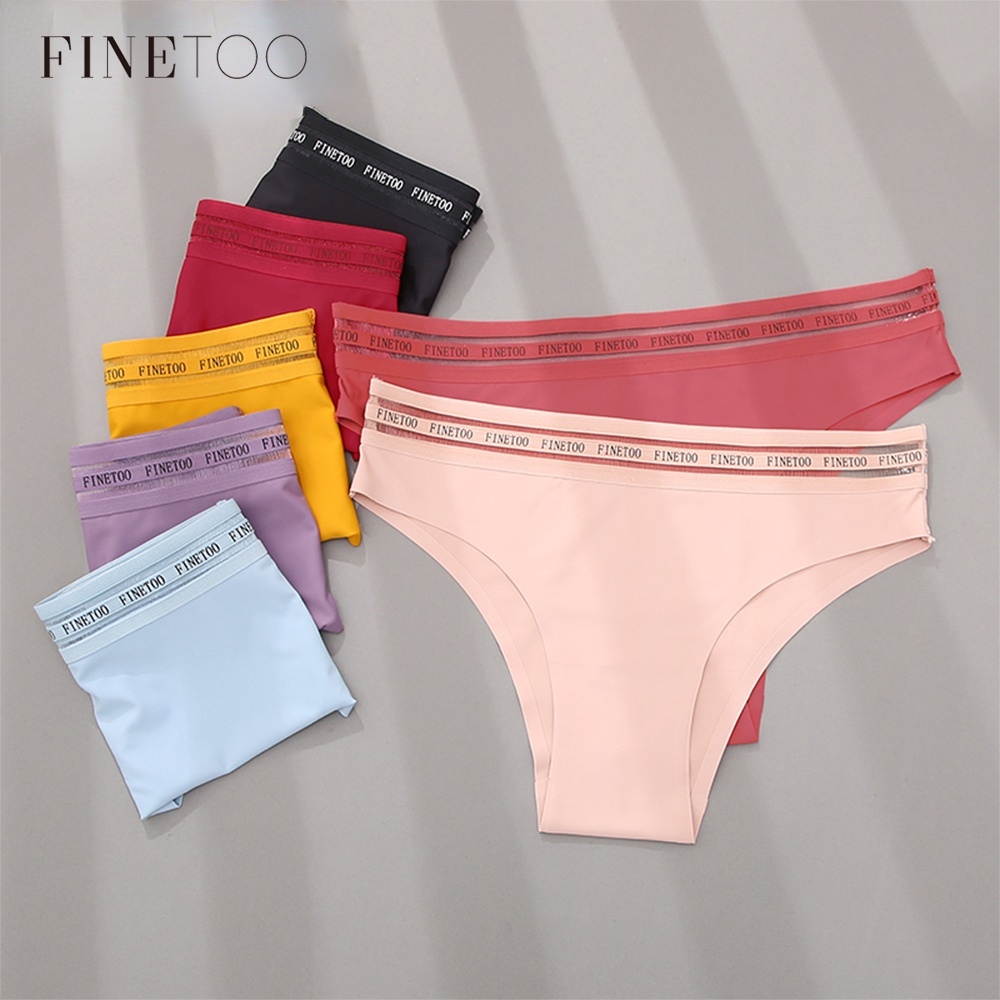 Quần lót FINETOO thiết kế không đường may vải mềm mại eo thấp trơn màu dành cho nữ kích cỡ M-XL