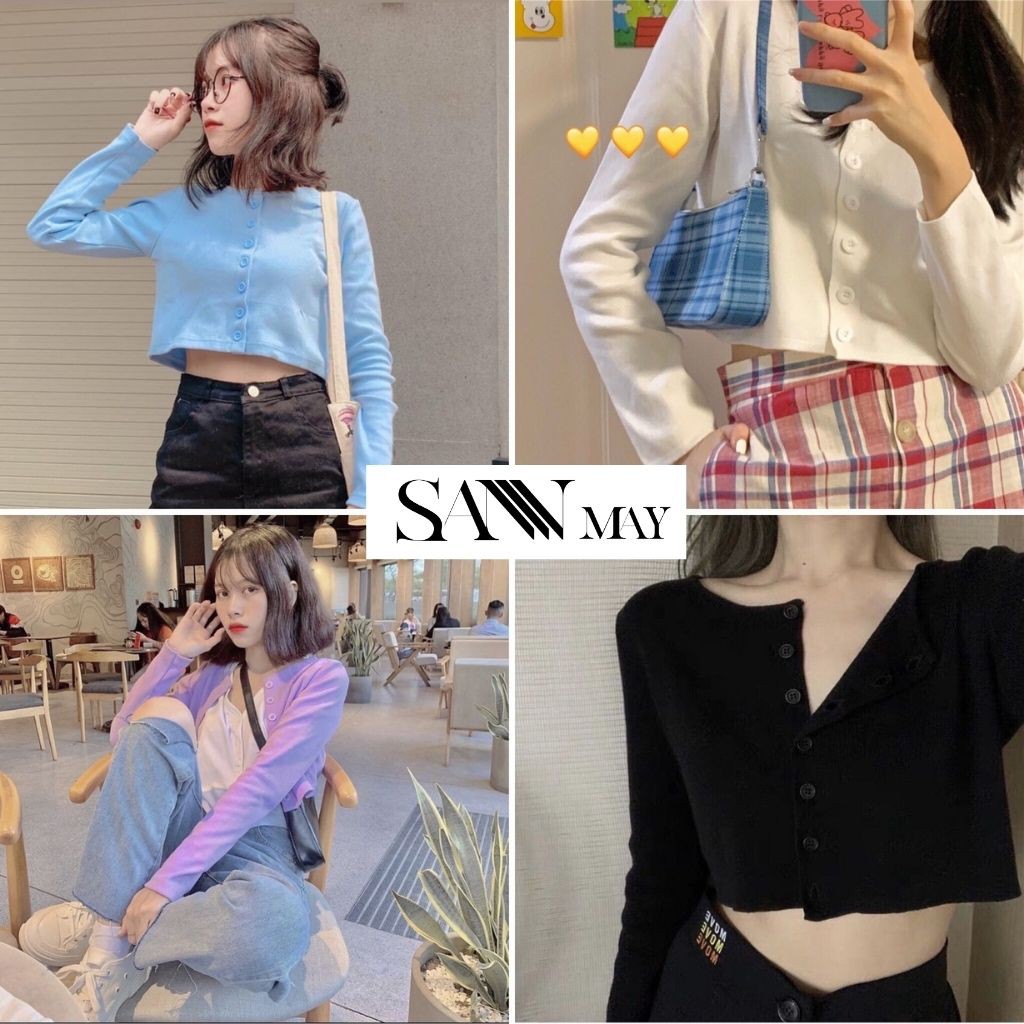 Áo Croptop Nữ Dài Tay Xinh Xắn form rộng, vải mềm đẹp, co dãn 4 chiều, có đủ màu SanMay-AO001