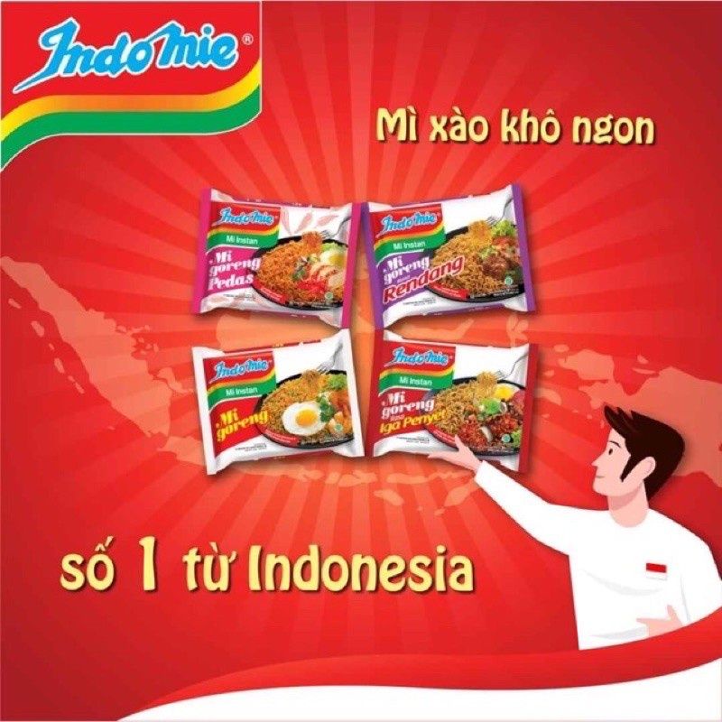 Thùng 40 gói mì xào khô indomie goreng - mix ngẫu nhiên(có sẳn)
