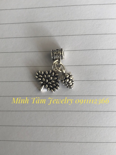 Charm treo hình cây thông, quả thông bạc Thái S925