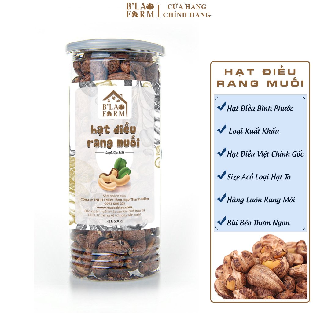 💥LOẠI 1💥Size A Cồ - Hạt Điều Rang Muối B'Lao Farm - Loại Xuất Khẩu - Thơm Ngon Bùi Ngậy