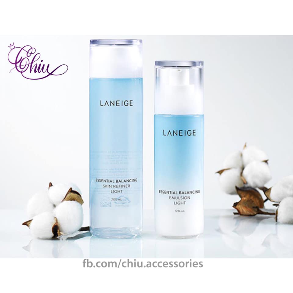 Bộ sản phẩm dành cho da dầu, hỗn hợp Nước cân bằng da/ sữa dưỡng ẩm Laneige Essential Balancing Emulsion Light