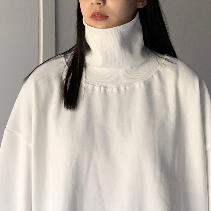 Áo Sweater Cổ Cao Tay Dài Màu Đen/Trắng Ấm Áp Phong Cách Hàn Quốc Thời Trang Cho Nam