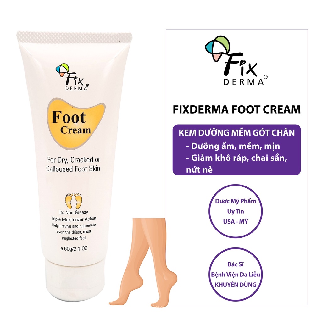 Kem dưỡng ẩm giảm nứt, làm mềm gót chân  fixderma foot cream 60g