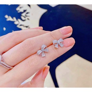 Bông tai bạc khuyên tai cao cấp hoa tai nơ xinh xắn