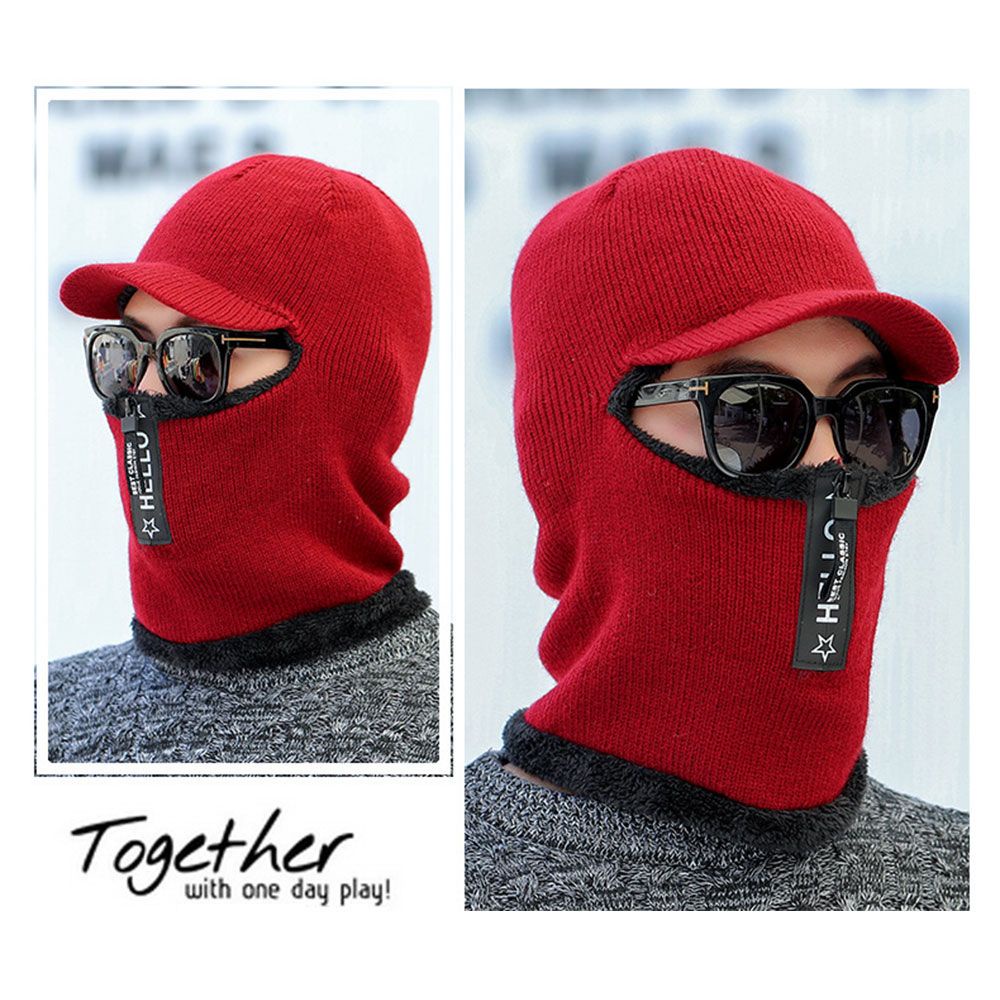 Nón len trùm đầu kèm khăn choàng giữ ấm chống gió nhiều màu thời trang mùa đông