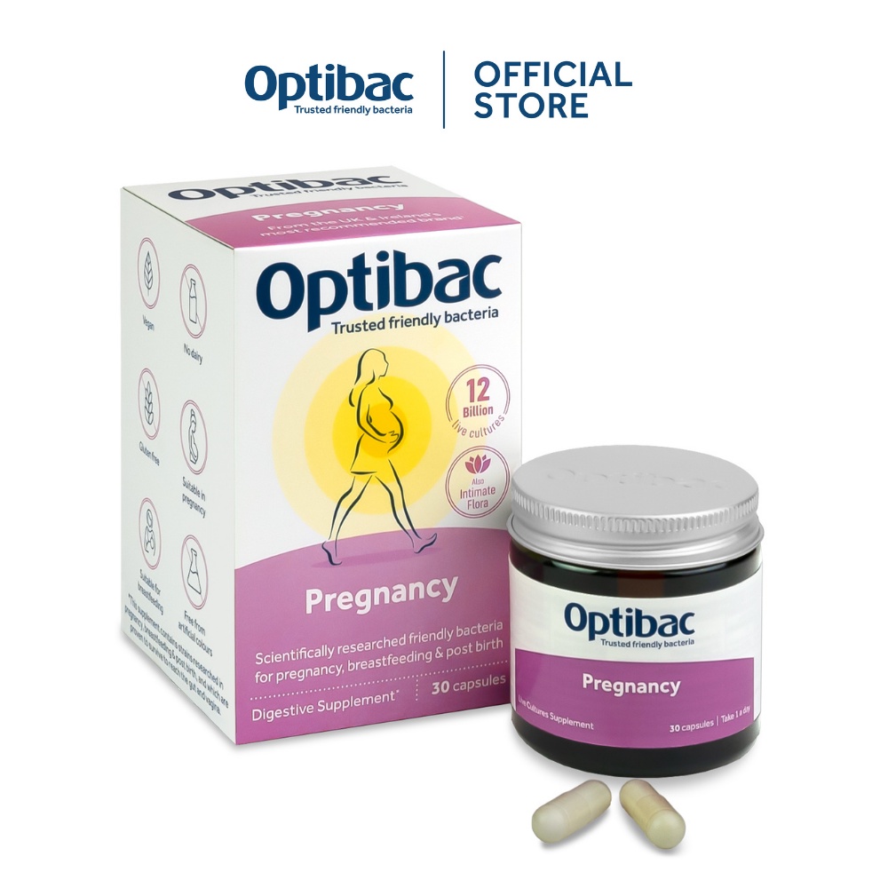 Men vi sinh Optibac Pregnancy cho mẹ bầu & cho con bú cải thiện tiêu hoá, miễn dịch, viêm phụ khoa và tinh thần, Hộp 30