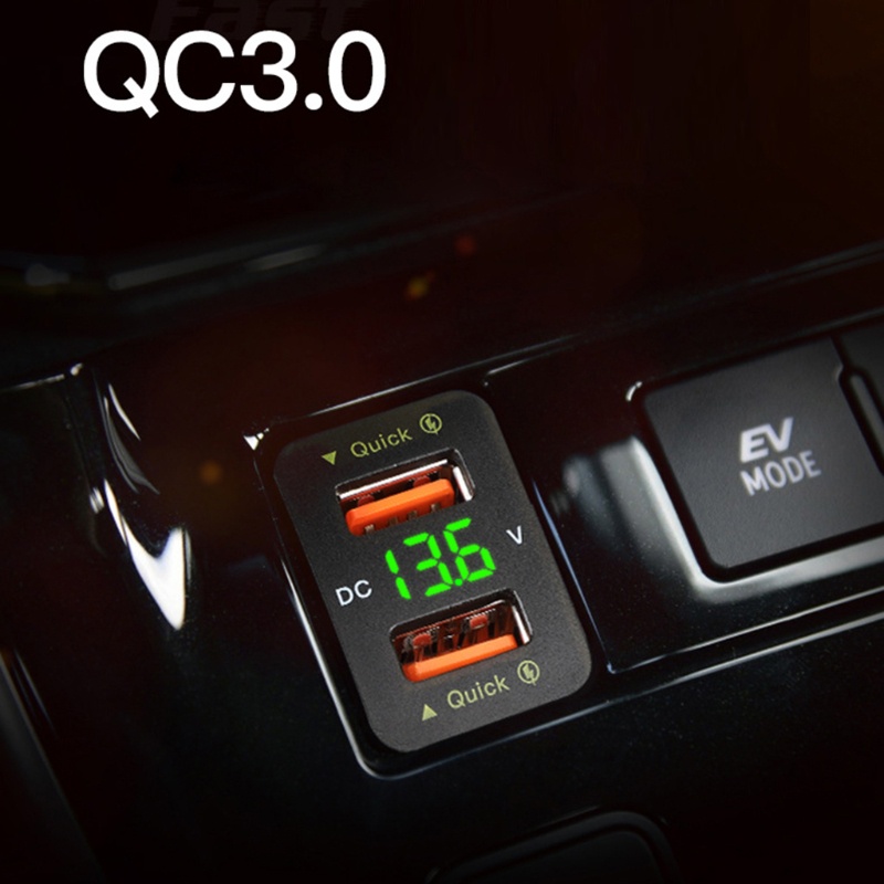 Ổ cắm sạc nhanh hai cổng USB có đèn LED hiển thị vôn kế cho xe hơi Toyota