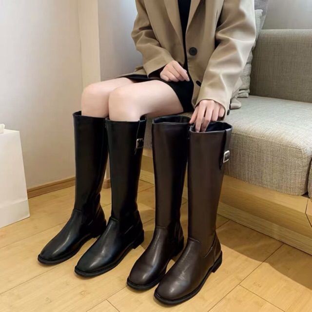 (Order) ORDER Bốt đùi da lì nữ gót 3cm - Có ảnh thật